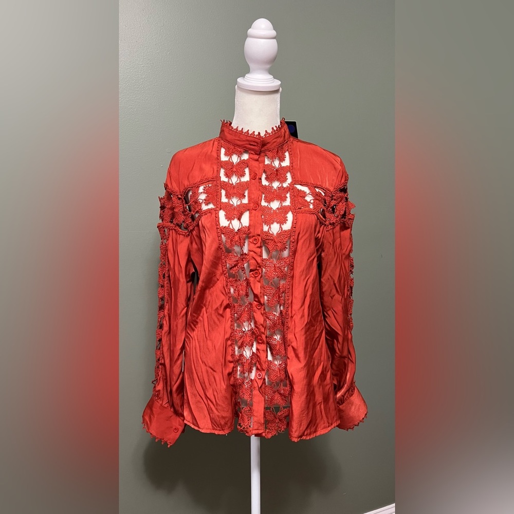 Laser cut button down shirt